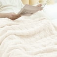 thumbnail image 5 of Exclusivo Mezcla Twin Size Flannel Fleece Blanket, Super Soft Warm Lightweight Checkered Pattern Blanket for All Seasons, Ivory, 60"x80", 5 of 8