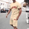 thumbnail image 4 of Short Sets for Men Los Angeles Graphic Short Sleeve Crewneck T Shirt and Shorts 2 Piece Matching Set Mens Summer Outfits, 4 of 4