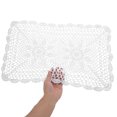thumbnail image 3 of Mantel individual de flores de ganchillo hecho a mano, delicado cojín de encaje de algodón trenzado, ahuecado, decorativo para mesa de boda (blanco, 30 x 50 cm), 3 of 8