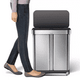 thumbnail image 5 of simplehuman 58 Liter / 15.3 Gallon Rectangular Dual Compartment Recycling Kitchen Step Trash Can with Soft-Close Lid, Brushed Stainless Steel with Black Plastic Lid, 5 of 6
