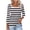 Black, variant on Staron Women's 3/4 Sleeve Striped Casual Loose Tunic Top Curved Hem Print Tshirt Blouse, Gray S