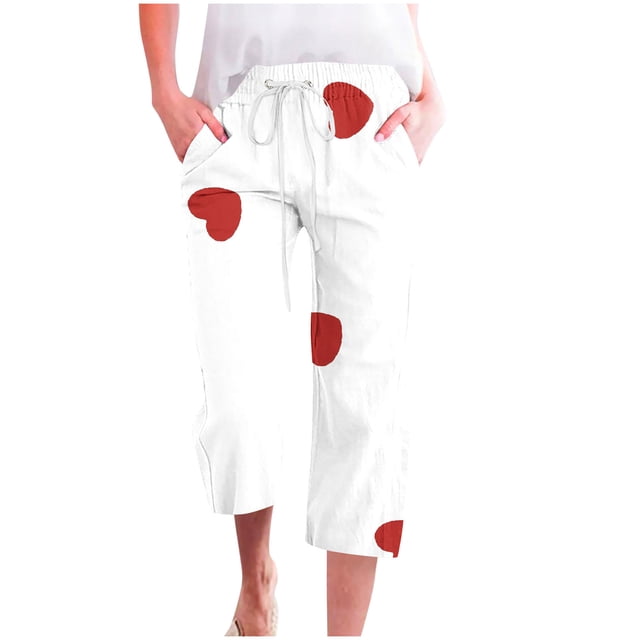 Pantalones de Mujer Casual Cintura Elástica con Impresión de Pascua, Sueltos Pantalones de Pierna Ancha Recta para Toda la Temporada