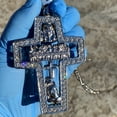thumbnail image 3 of Mens Huge See Through Combo Cross Pendant Necklace Jesus Last Supper Praying Hands  Silver Tone Cuban Hip Hop Chain 30" Inch, 3 of 17