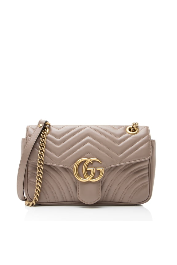 Pre-Owned Gucci Matelasse Leather GG Marmont Medium Flap Bag