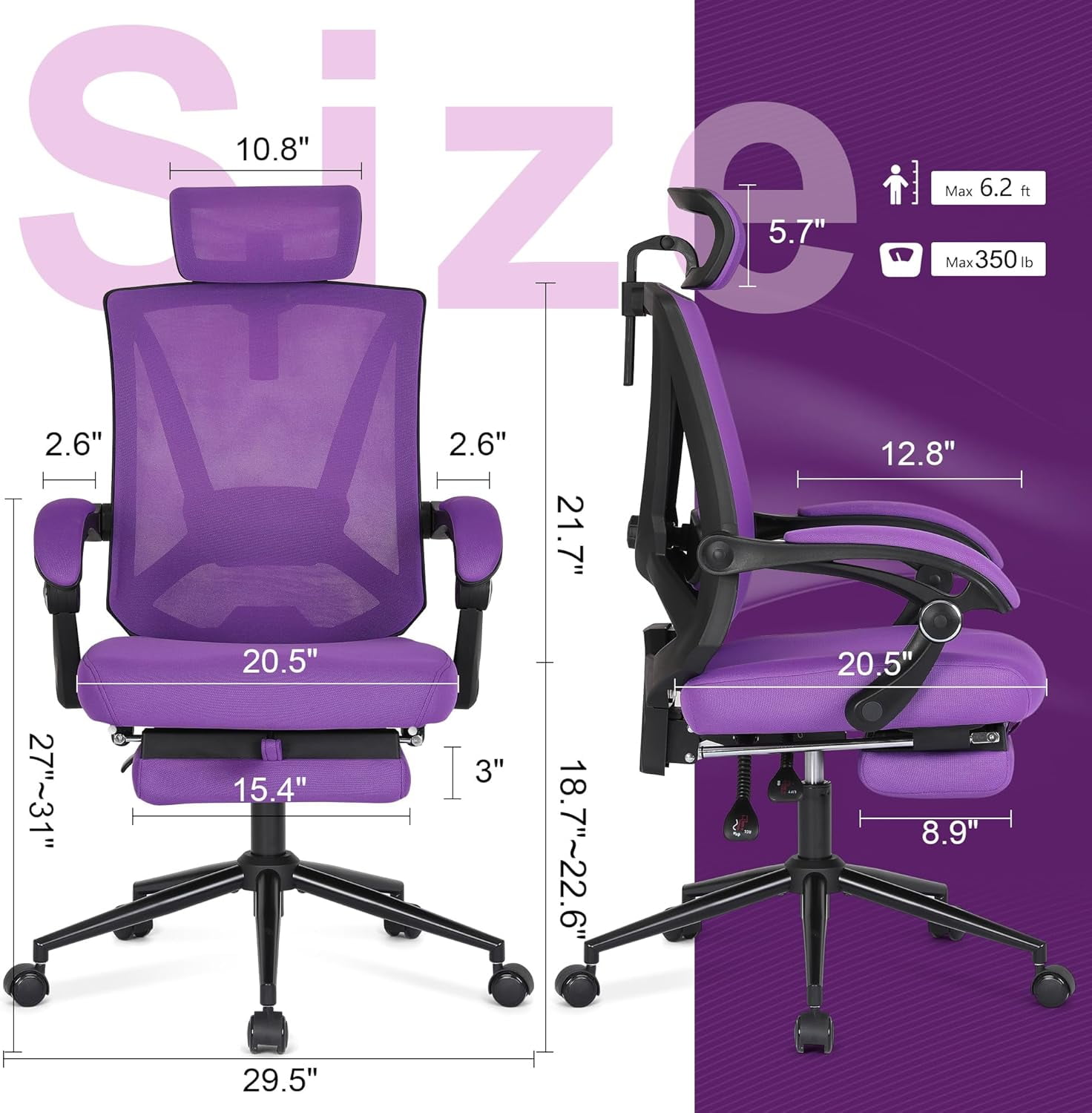 Misolant Ergonomic Office Chair with Footrest, Ergonomic