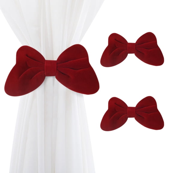 2 Pcs Velvet Bow Curtain Tiebacks Drapes Tie Backs Velvet Curtain Tiebacks Drapes Holders for Bedroom Decor, Baby Nursery Decor Farmhouse Decorations