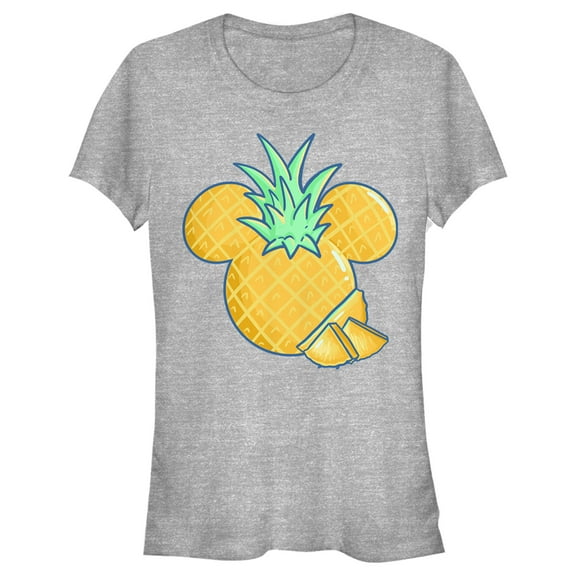 Junior's Mickey & Friends Pineapple Logo Graphic Tee Athletic Heather X Large