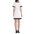 thumbnail image 3 of Vestido A-Line Elegante de Trabajo para Mujeres INSPIRE CHIC con Color Contrastante, Cuello en V, Manga Corta, Talla XL, Blanco, 3 of 5