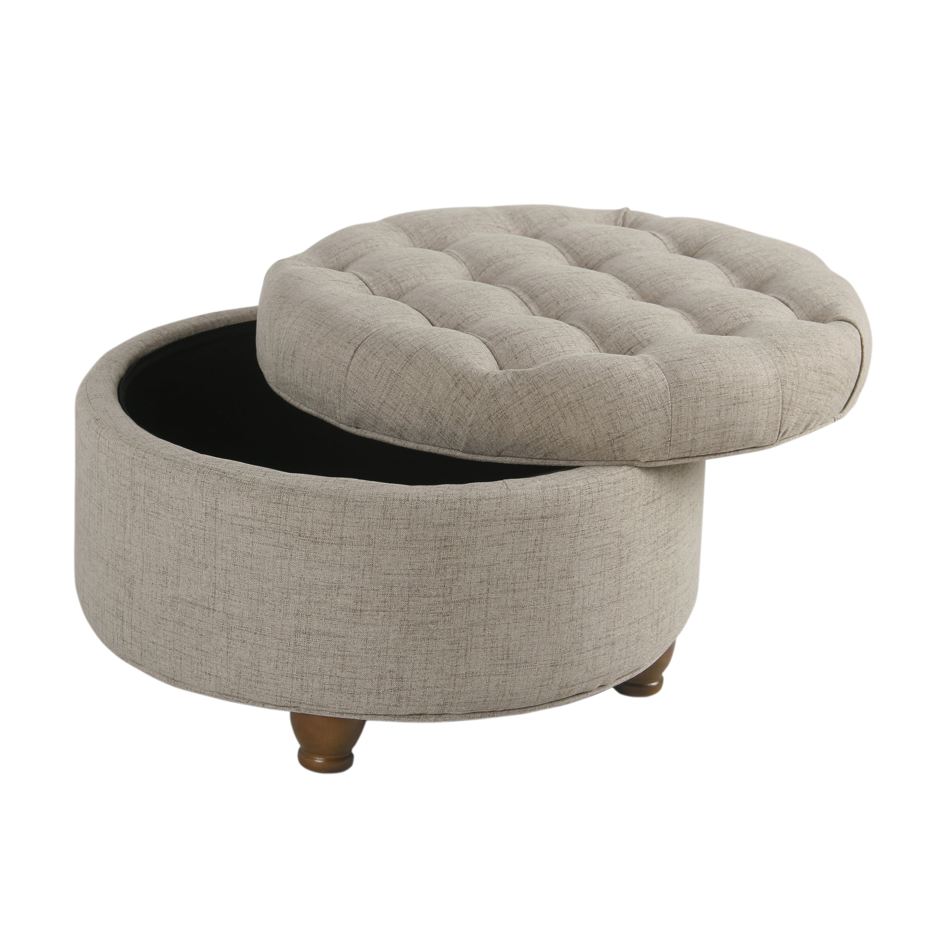 HomePop Large Tufted Round Storage Ottoman, Multiple Colors