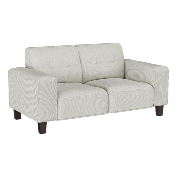 Dero Loveseat- 58 Inch- Light Gray Faux Corduroy- Modern Track Arms