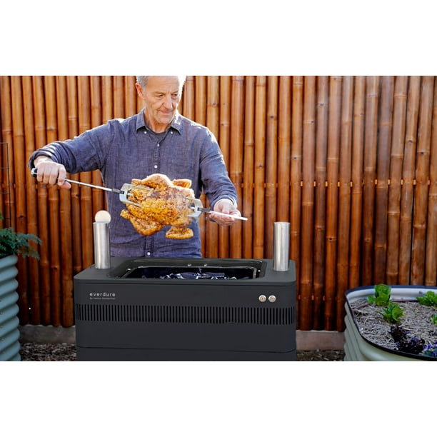 Everdure FUSION Charcoal Grill with Patented Rotisserie and 304 Grade Stainless Steel Pedestal Stand - Walmart.com