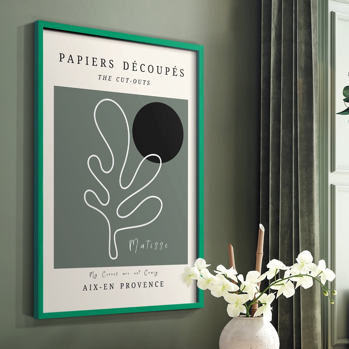 Matisse CCCLXXI in Green Solid Wood 22 x 28 Framed Print