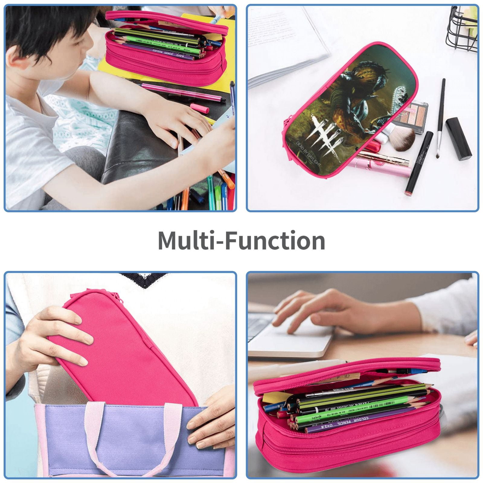 Dead By Daylight Dbd Pencil Case Large Capacity Pencil Pouch Pen Bag Office Stationery Organizer Travel Makeup Bag Pink