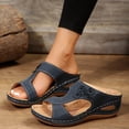 thumbnail image 5 of Womens Wedge Sandals Orthopedic Sandals with Arch Support Women Wedge Sandals Comfortable Walking Sandals Cushion Footbed Platform Sandals Dressy Summer Slip on Sandals Casual Beach Shoes Blue 5.5, 5 of 6