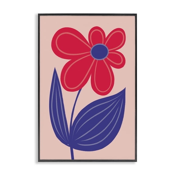 Stupell Industries Playful Bold Red Daisy Floral Painting Black Framed Art Print Wall Art, 12 x 18