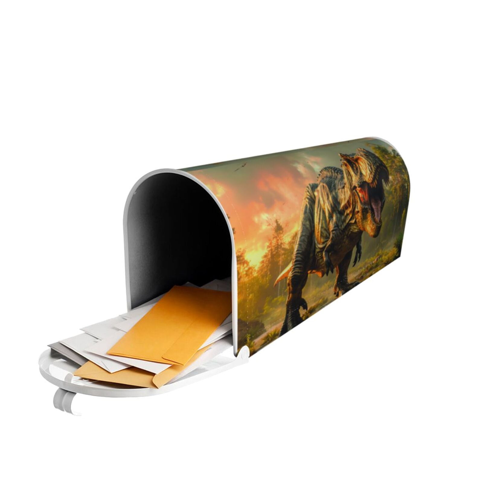 Picia Realistic Style Forest Dinosaur Magnetic Mailbox Cover Standard Size-21x18 in