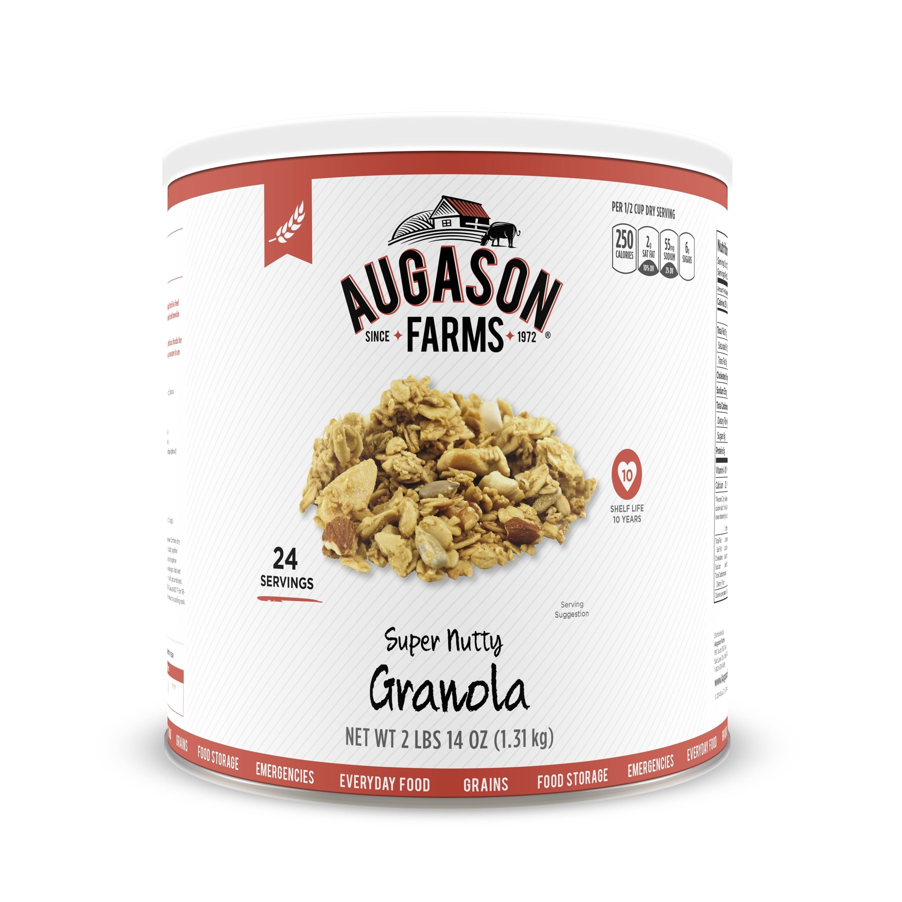 Augason Farms Oats & Honey Granola, Survival Food and Everyday Snacking, 2 lb 3 oz Can