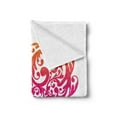 thumbnail image 2 of Orange and Pink Soft Flannel Fleece Blanket, Vibrant Abstract Heart with Ornament Pattern Swirls Curls Scroll Style, Cozy Plush for Indoor and Outdoor Use, 50" x 70", Magenta Orange, by Ambesonne, 2 of 5