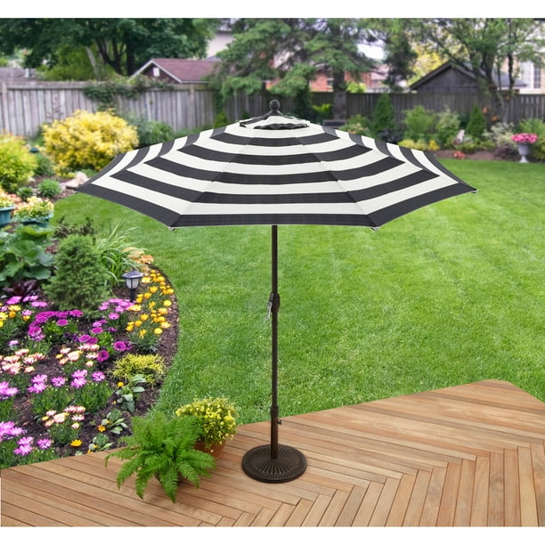 Better Homes And Gardens 9 Market Umbrella Cabana Stripe Walmart Com Walmart Com
