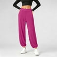 thumbnail image 4 of Women Sports Yoga Pants Summer High Slit Haren Pants Solid Loose Hippie Harem Wide Leg Pants Trousers, 4 of 6
