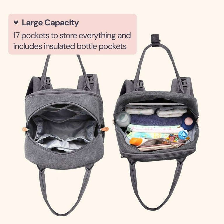 BabbleRoo Original Dark Gray Diaper Bag Backpack - Versatile  display picture 3