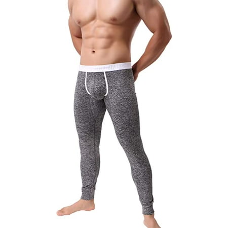 

Men’s Low Rise Pouch Underwear Pants Long Johns Thermal Bottoms Leggings（1PC）