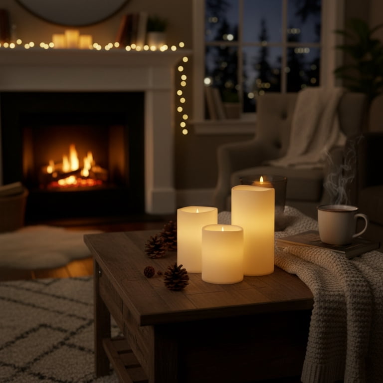 Lavish Home 3-Piece Battery Operated Candles Set - LED Flameless