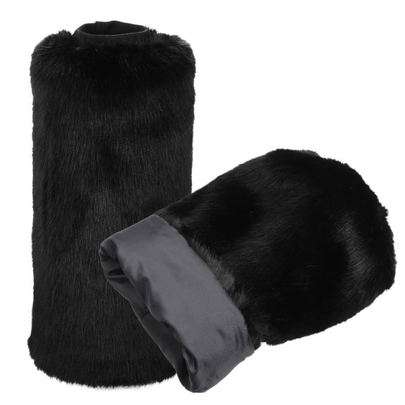 GAXIRE 1 Pair Black Furry Leg Warmers for Women, Soft Cozy Winter and Autumn Accessories for Cold Weather