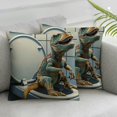 thumbnail image 3 of nygtbtfer Square Pillow Covers with Zipper Funny Dino Using a Toliet Shabby Cool Style Green Velvet Decorative Washable Sofa Outdoor Office Throw Pillow White, 3 of 7