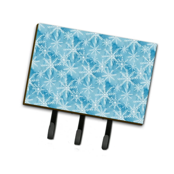 Watercolor Snowflake on Blue Leash or Key Holder