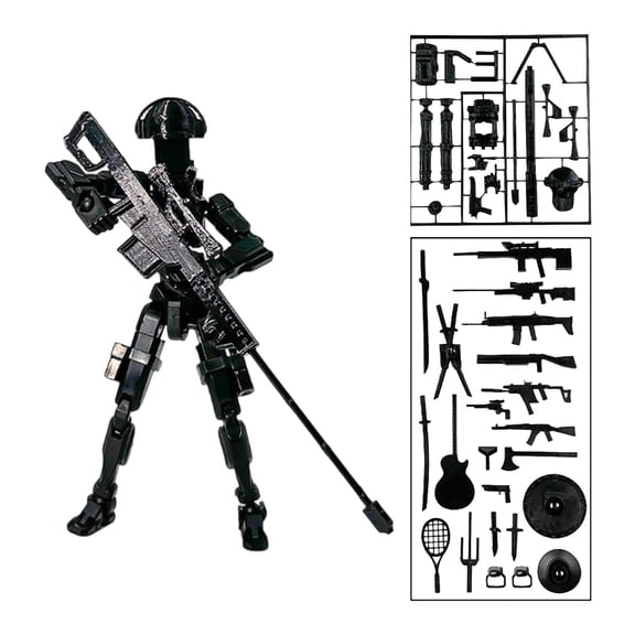 Articulated Action Figure with Multiple Interchangeable Accessories and Weapons for Customizable Assembly Display