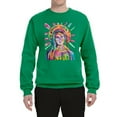 thumbnail image 2 of Wild Bobby Rainbow Painted Mother Mary Dean Russo Design Inspirational/Christian Unisex Crewneck Sweatshirt, Kelly, Medium, 2 of 6