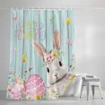 thumbnail image 4 of Spring Easter Shower Curtain, 72" x 72", Rabbit Egg Colorful Flower Butterfly Green Board Waterproof Bathroom Curtain Washable Shower Curtain Set with 12 Hooks, 4 of 9