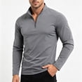Qiyinn Men's Casual Solid Color Half Zip Stand Collar Long Sleeve ...