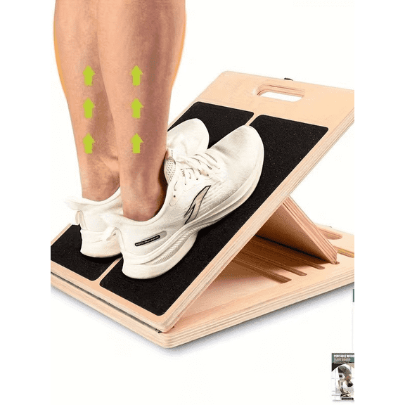 Portable Wooden Slant Board for Calf Stretching Squats Calf Stretcher Pilates Physical Therapy Equipment Adjustable Incline Board for Knees Ankle Heel Feet Leg
