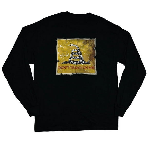 Don't Tread on Me Flag T-shirt Men's Long Sleeve Tee Black