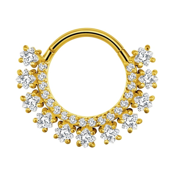 LINXIQIN Titanium Micro Cubic Zirconia Hinged Nose Hoop Ring Body Jewelry Unisex