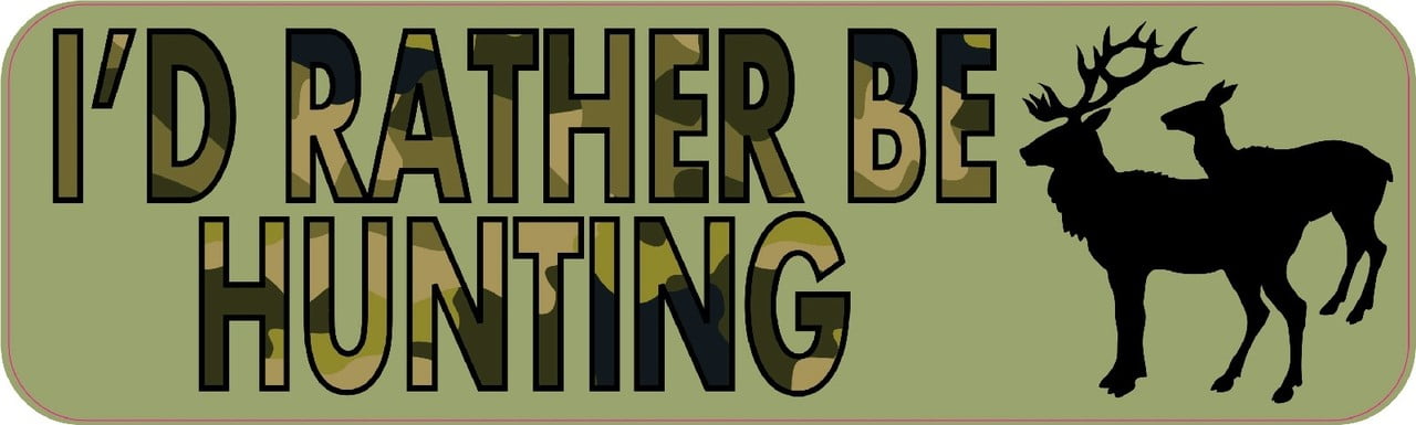 10in x 3in Dark Green I'd Rather Be Fishing Bumper Sticker Vinyl Decal