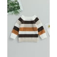 thumbnail image 2 of Wassery Baby Girl Boy Knit Sweater Toddler Long Sleeve Crew Neck Contrast Color Knitted Sweater Infant Fall Winter Warm Knit Pullover Sweater 6M-4T, 2 of 8