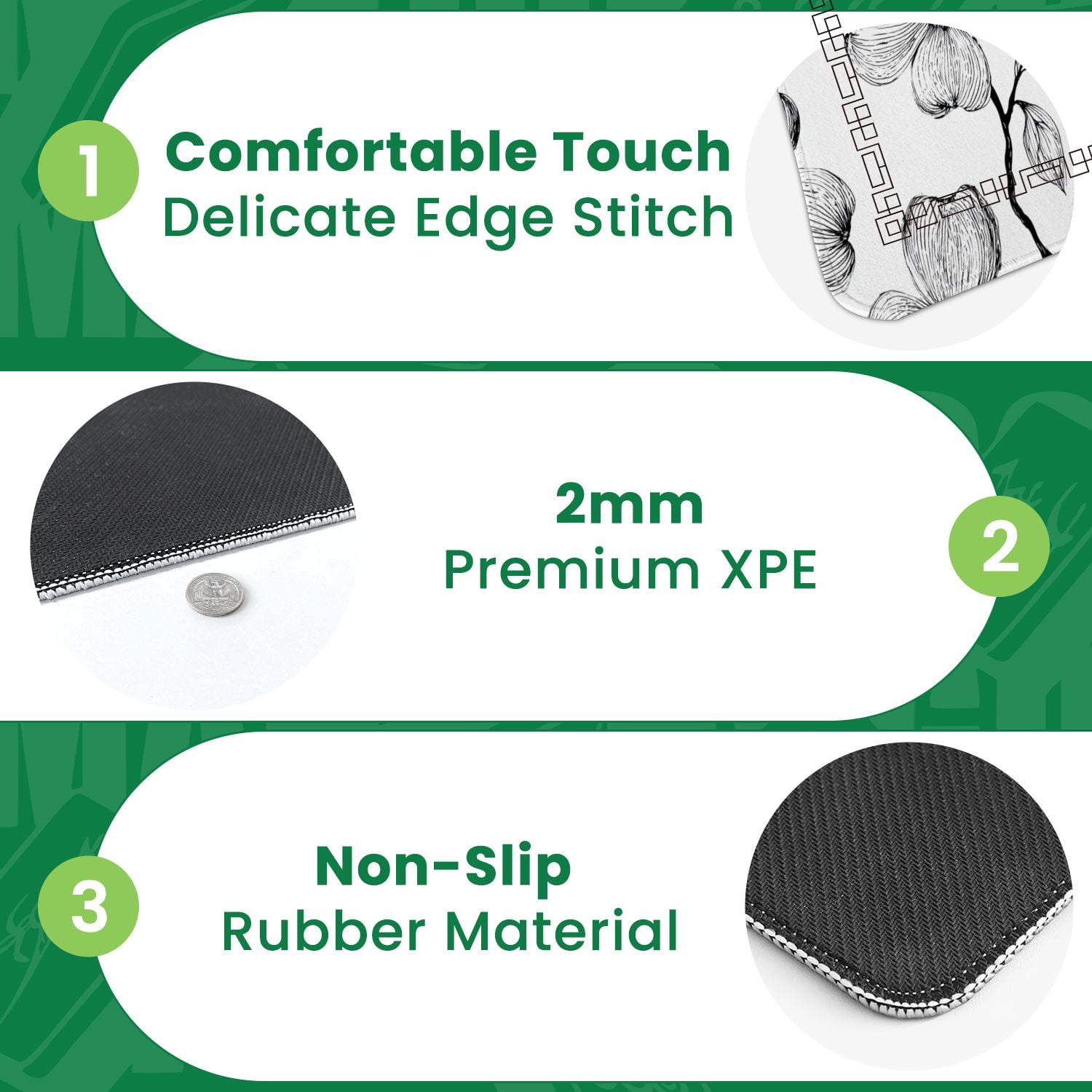 Mahjong Mat 31.5" x 31.5" Seamless Dogwood flower Black white Non-Slip Noise Reduction American Mahjong Tiles Table Cover for Dominoes Poker Card Board Games Gift