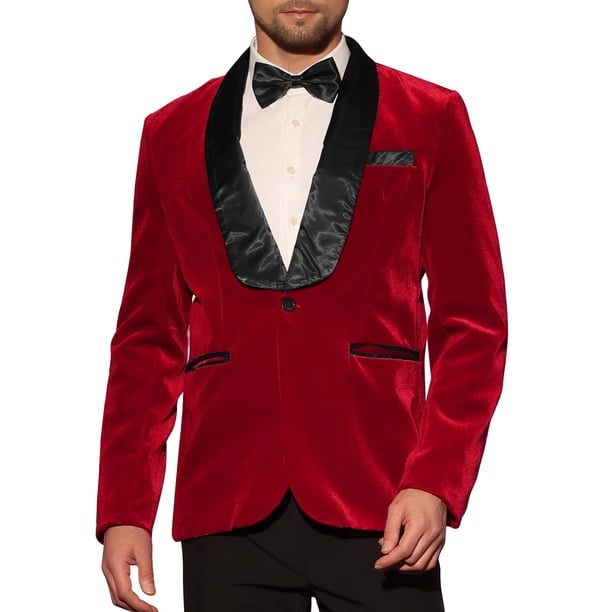 Blazers de Tuxedo de Terciopelo INSPIRE CHIC para hombres, con solapa de chal, chaquetas formales para bodas, 2XL, burdeos
