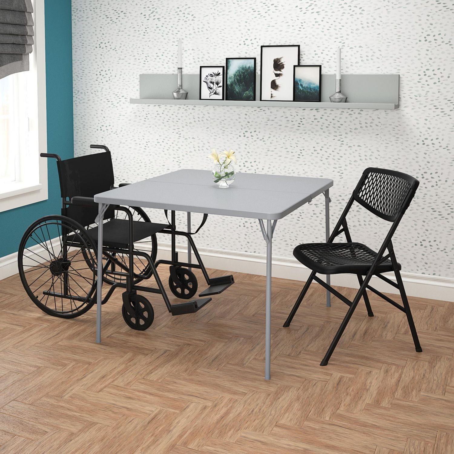 COSCO XL Fold-in-Half Card Table w/ Handle, Black, Indoor