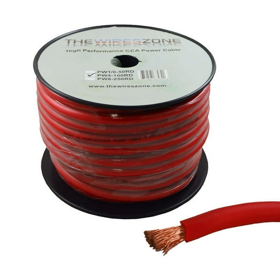 4 Gauge 100 Feet High Performance Flexible Amp Power/Ground Cable 4 AWG Wire Red