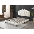thumbnail image 3 of Modern California King Platform Bed, Shell Arc Adjustable LED Headboard, Beige, 3 of 3