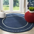 thumbnail image 2 of Safavieh Bella Collection BEL151G Handmade Dotted Border Premium Wool Area Rug, 5' x 5' Round, Navy Blue / Ivory, 2 of 3