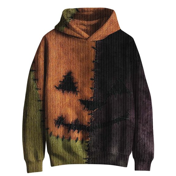 Curuila Halloween Mens Hoodies Hallowmas Graphic Print Long Sleeve Hooded Sweatshirt For Men Everyday Wear Comfortable Pullover Tops Size L