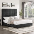 thumbnail image 4 of Bridgevine Home Queen Size Grey Squares Upholstered Platform Bed, 4 of 16