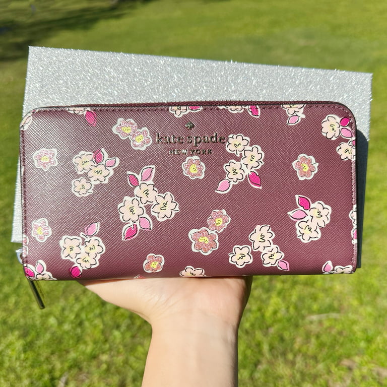 Kate Spade Tinsel Satchel Crossbody Bag Frosted Floral Deep Berry Multi 