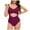 Wine, variant on Mefallenssiah Women'S Swimsuits Women'S Halterneck Strappy Back-Beautiful Pleated Belly Cover Slim Swimsuit