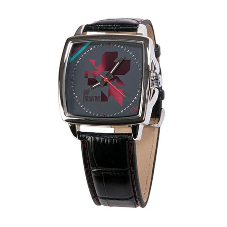 neon genesis evangelion 3 0 nerv logo square face leather wrist